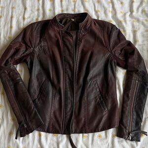 Free People Women's Merlot Leather Jacket